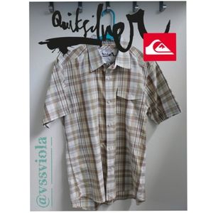 QUICKSILVER short sleeve plaid shirt "M" size
